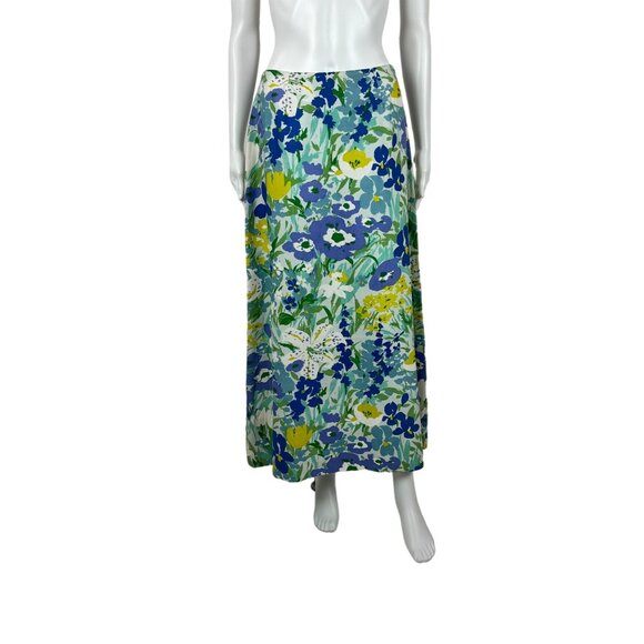 Vintage Dresses & Skirts - Vintage 70s Midi Skirt Women's Small Large Floral Print Blue Green Susan Bee